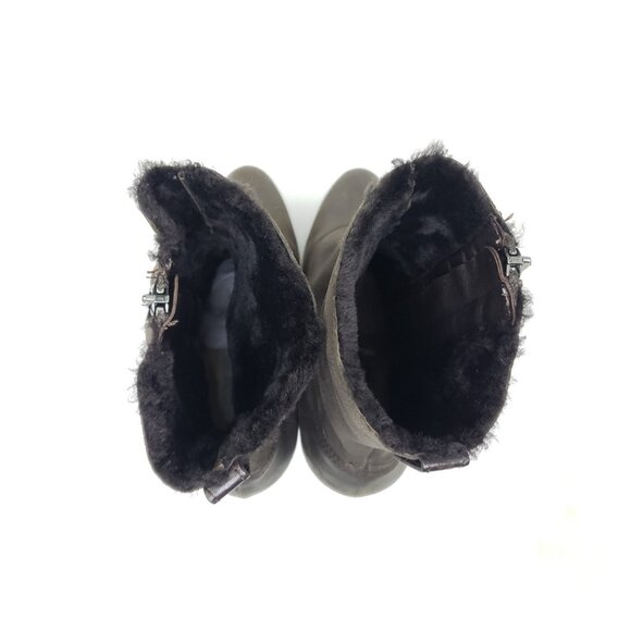 Jimmy Choo Shearling Lined Platform Leather Ankle Boots Brown Womens 39.5 US 9.5 - Picture 7 of 12